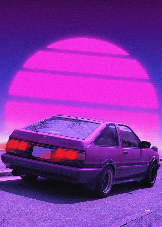Ae86 Trueno car synthwave