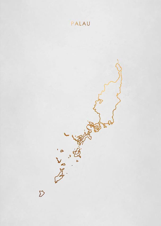 Gold Palau Islands Map