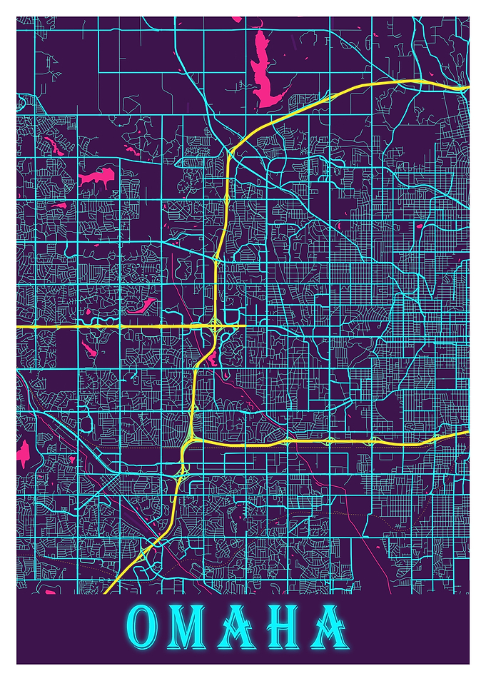 Omaha Neon City Map