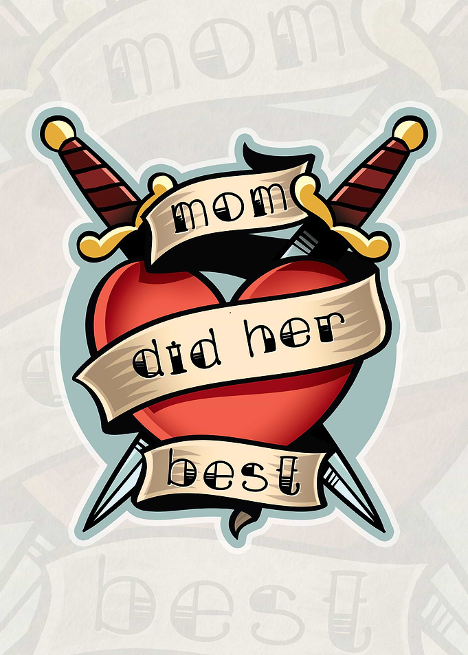 Mom Heart Ribbon Tattoo