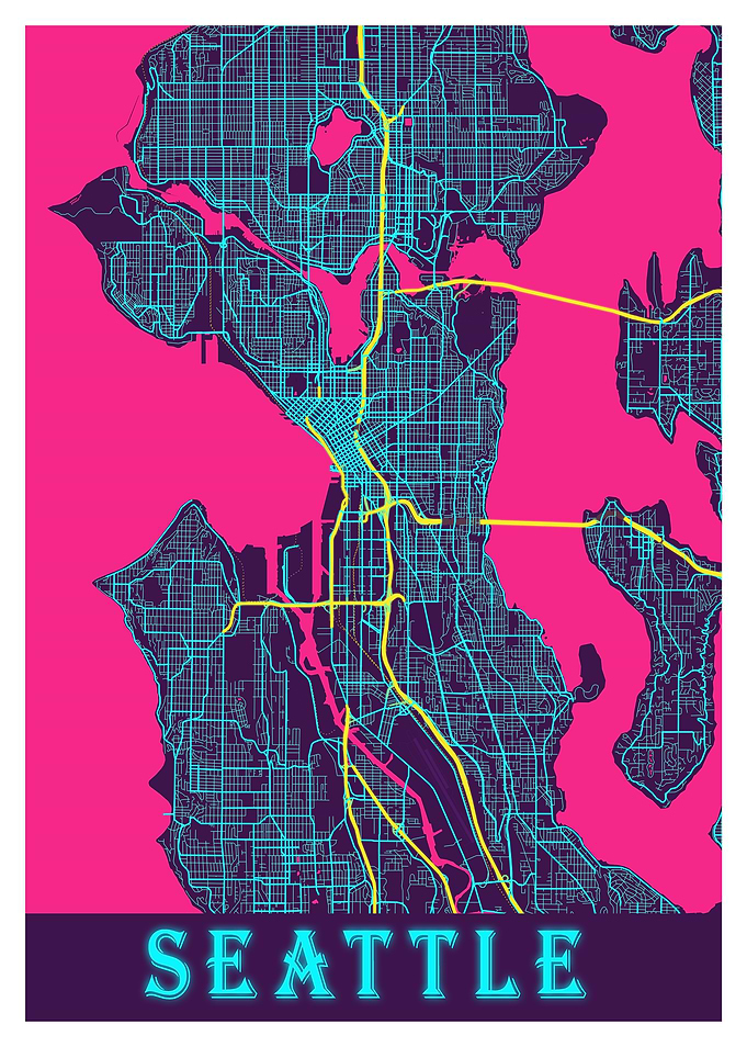 Seattle Neon City Map