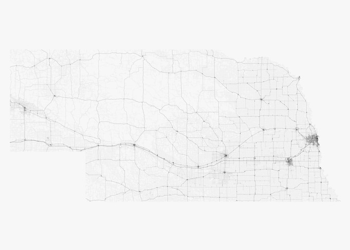Roads of Nebraska Map