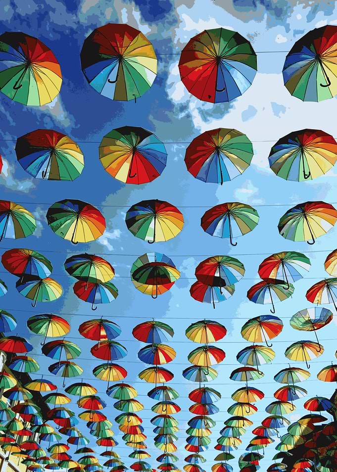 A pattern of street umbrel