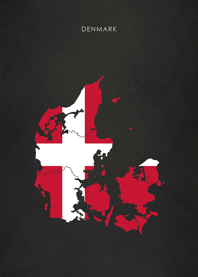 Denmark Flag Map