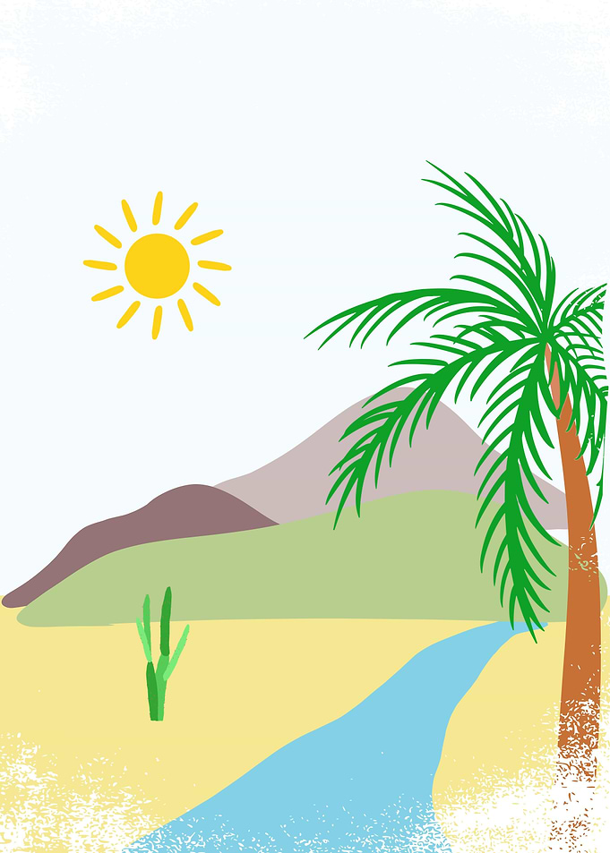 Tropical landscape drawing