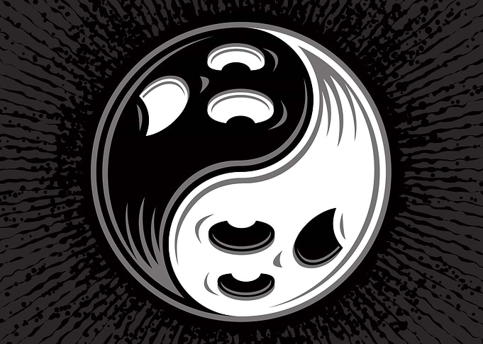 Ghost Yin Yang Black and W