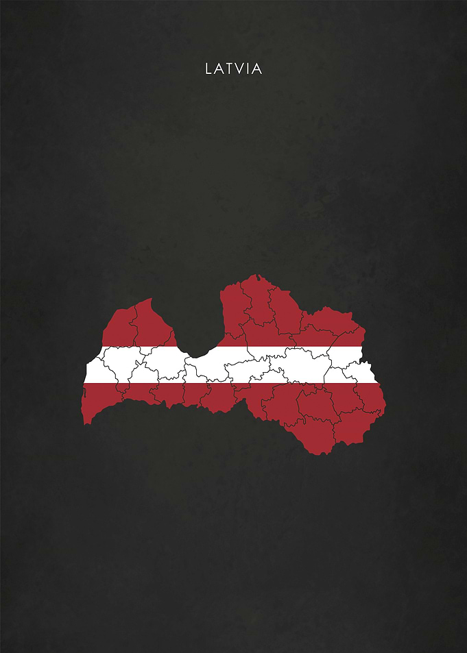 Latvia Flag Map