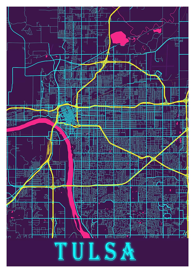 Tulsa Neon City Map