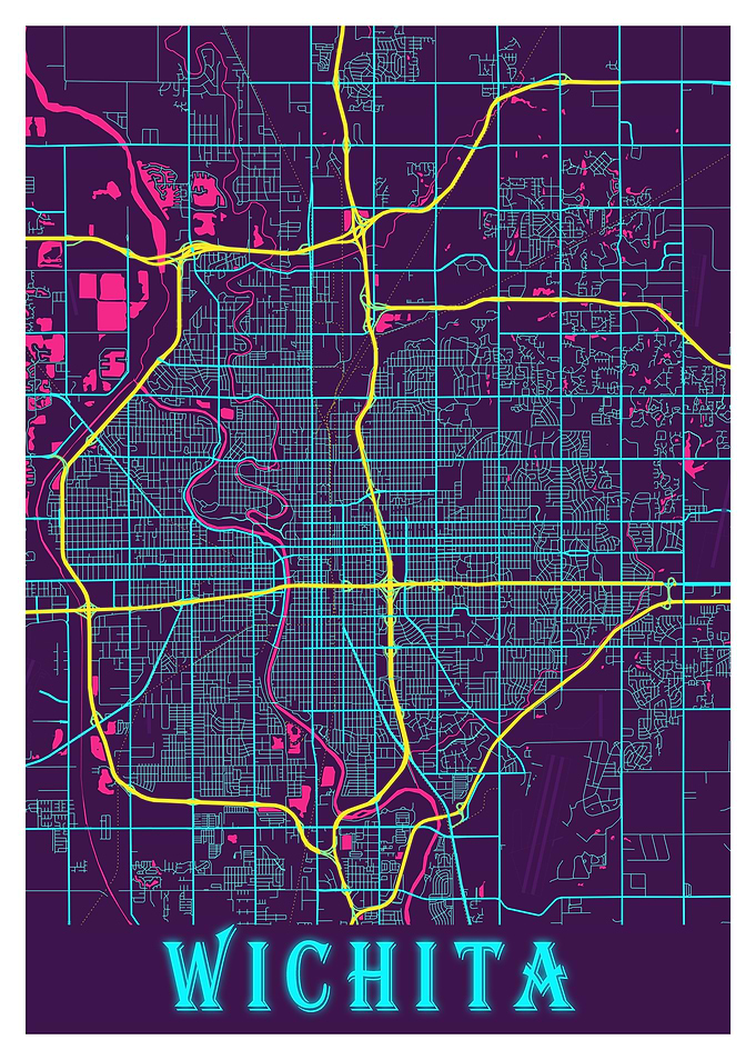 Wichita Neon City Map