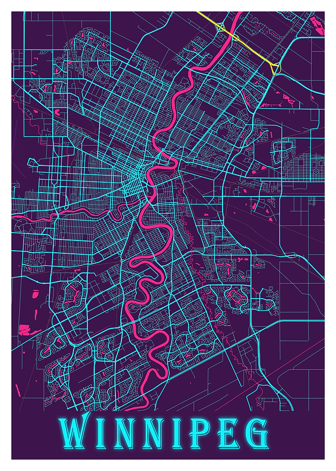 Winnipeg Neon City Map