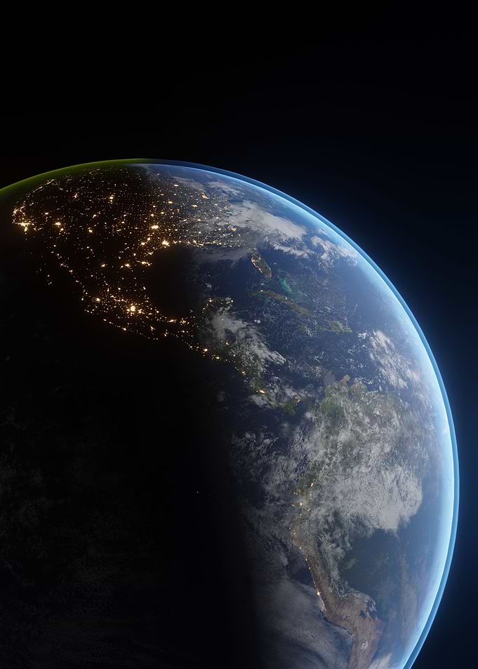 Borderless Earth USA Night