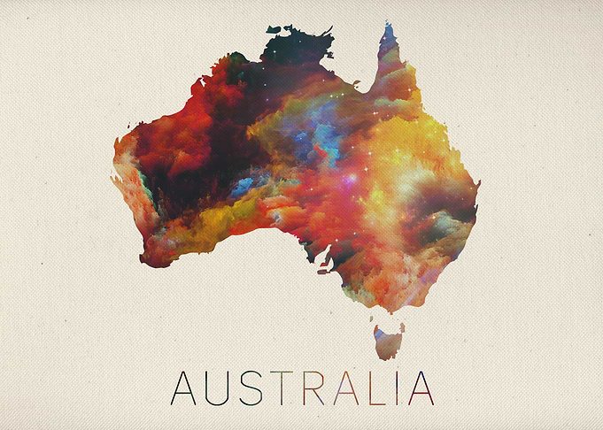 Australia Watercolor Map
