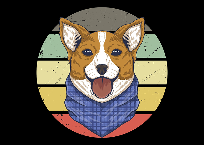 Dog with colorful bg desig