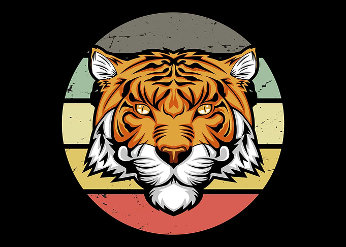 Tiger with colorful bg des