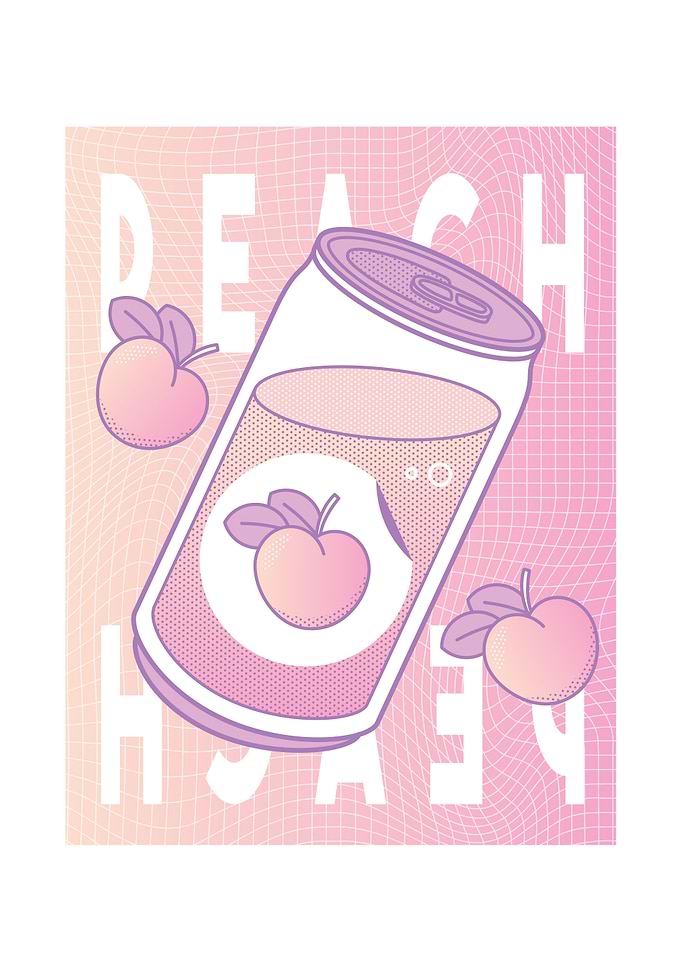 Vaporwave Peach Soda Can
