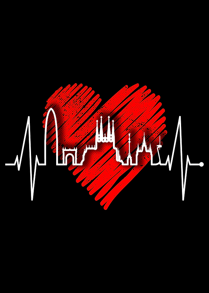 Barcelona Skyline Heart
