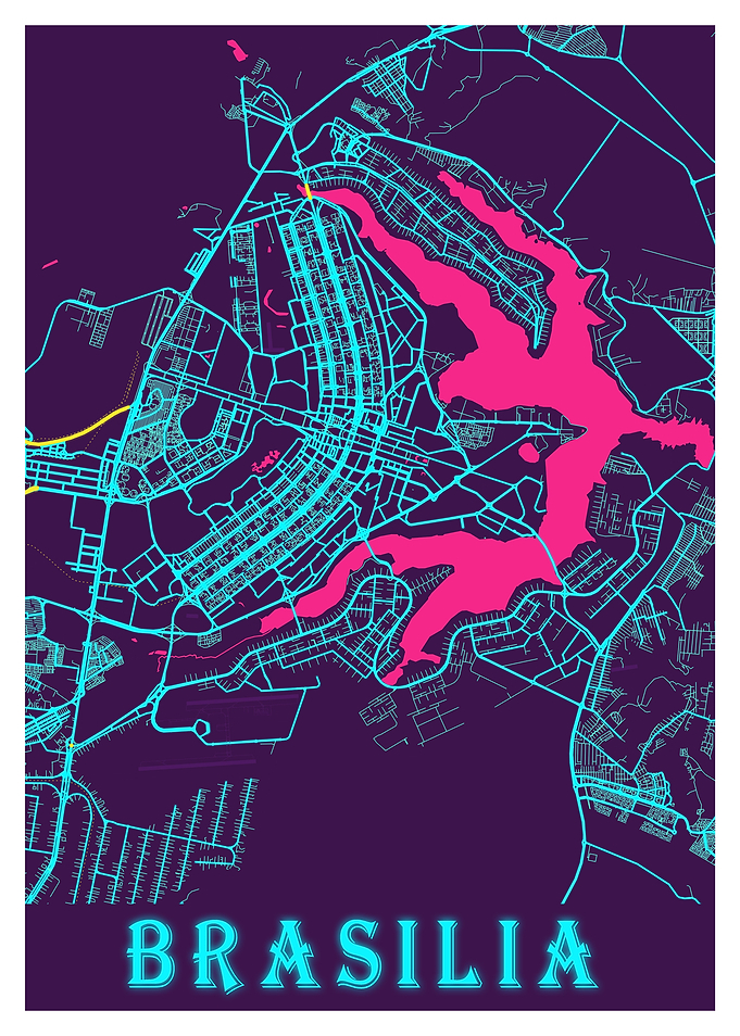 Brasilia Neon City Map