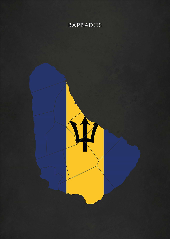 Barbados Flag Map