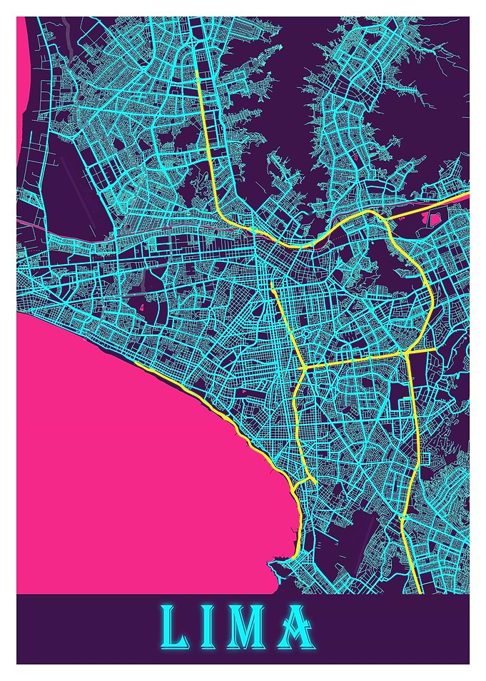 Lima Neon City Map