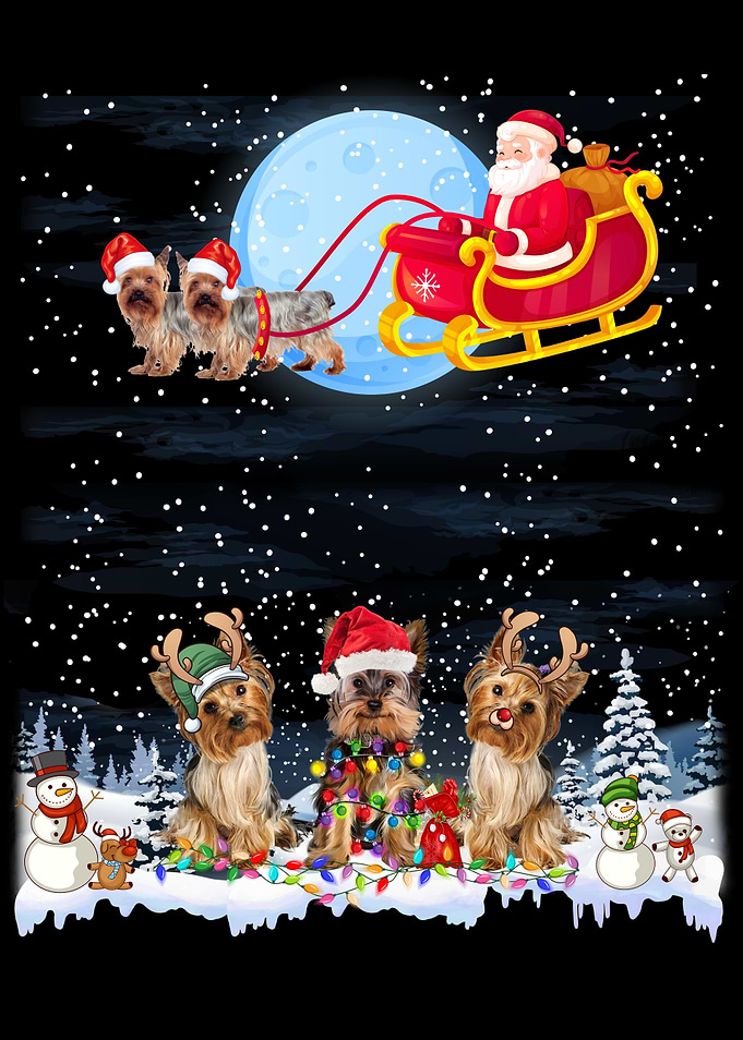 Yorkie Reindeer Christmas