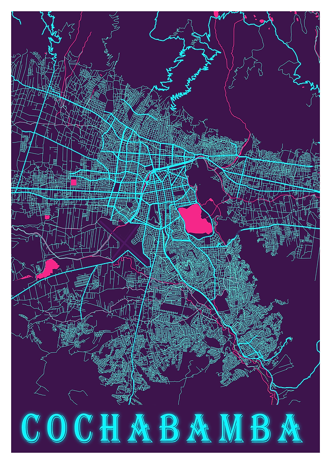 Cochabamba Neon City Map