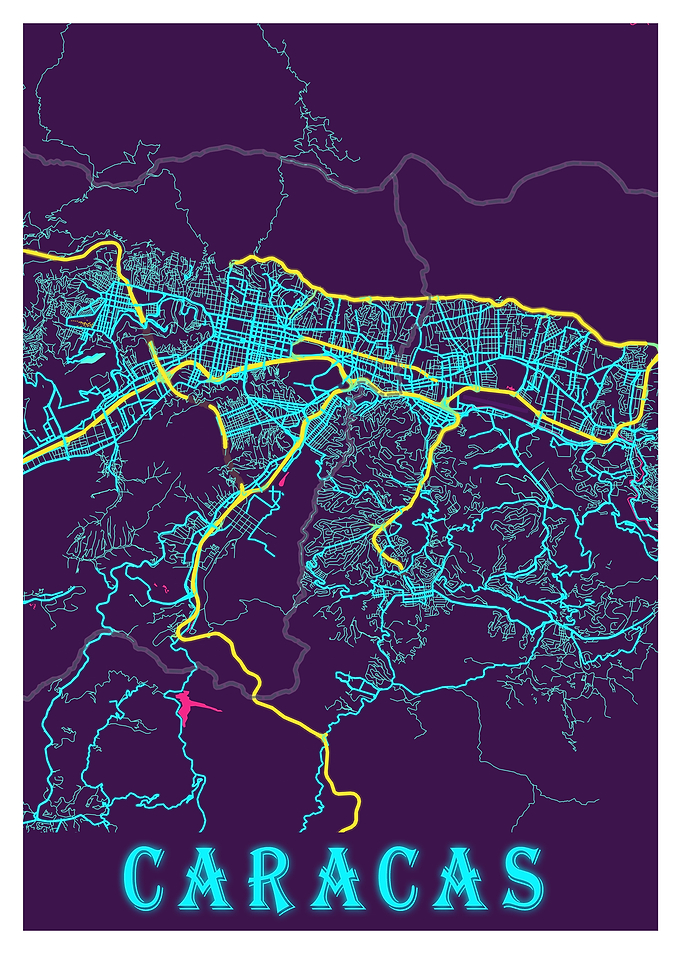 Caracas Neon City Map