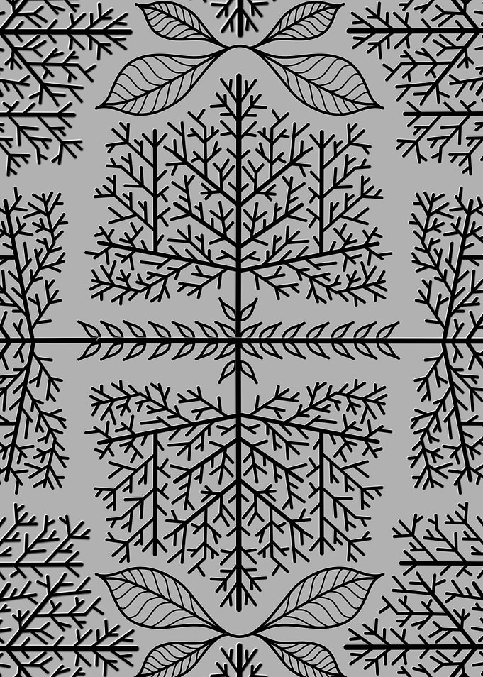 Trees and leaves blackgrey