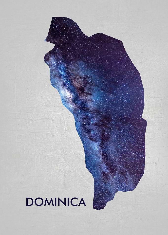 DOMINICA Metallic Map