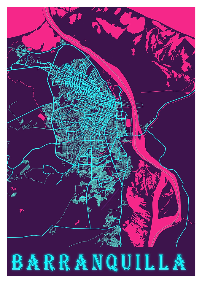 Barranquilla Neon City Map