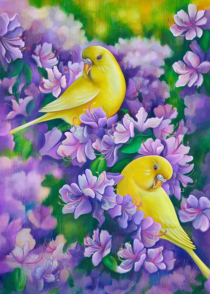 Yellow wavy parrots