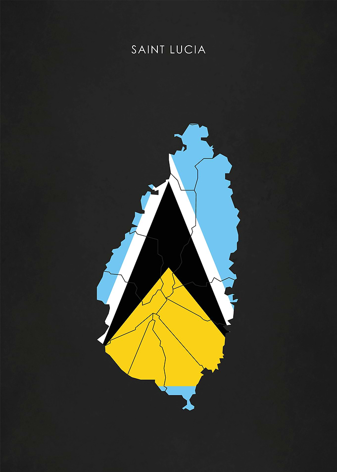 Saint Lucia Flag Map