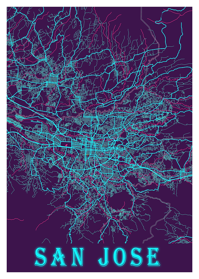 San Jose Neon City Map
