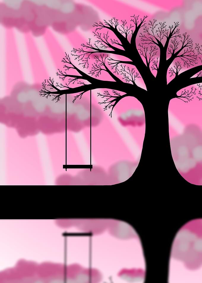 Swing to the pink sky