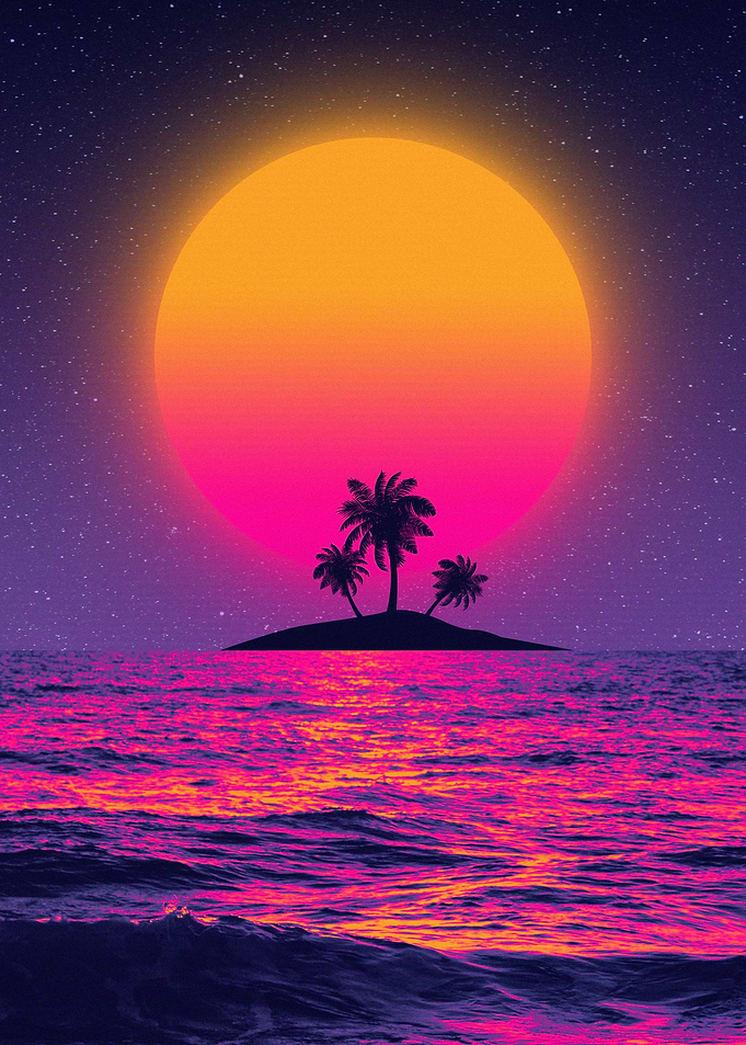 Beach sunset 80s