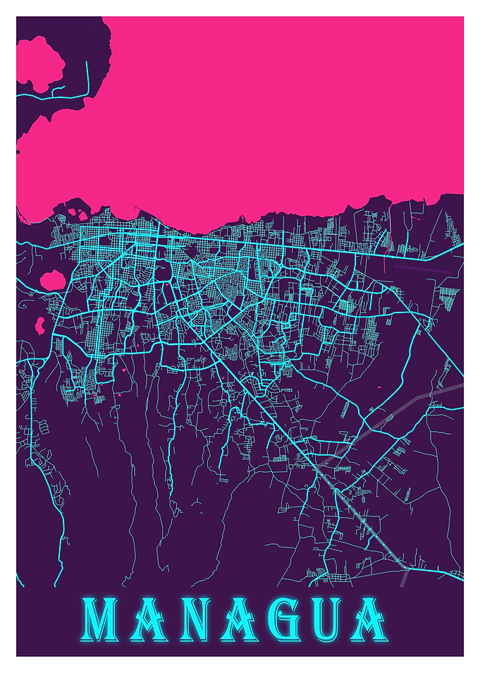 Managua Neon City Map