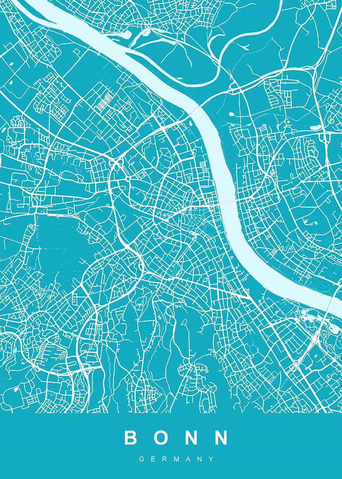 Bonn Map Germany Aqua