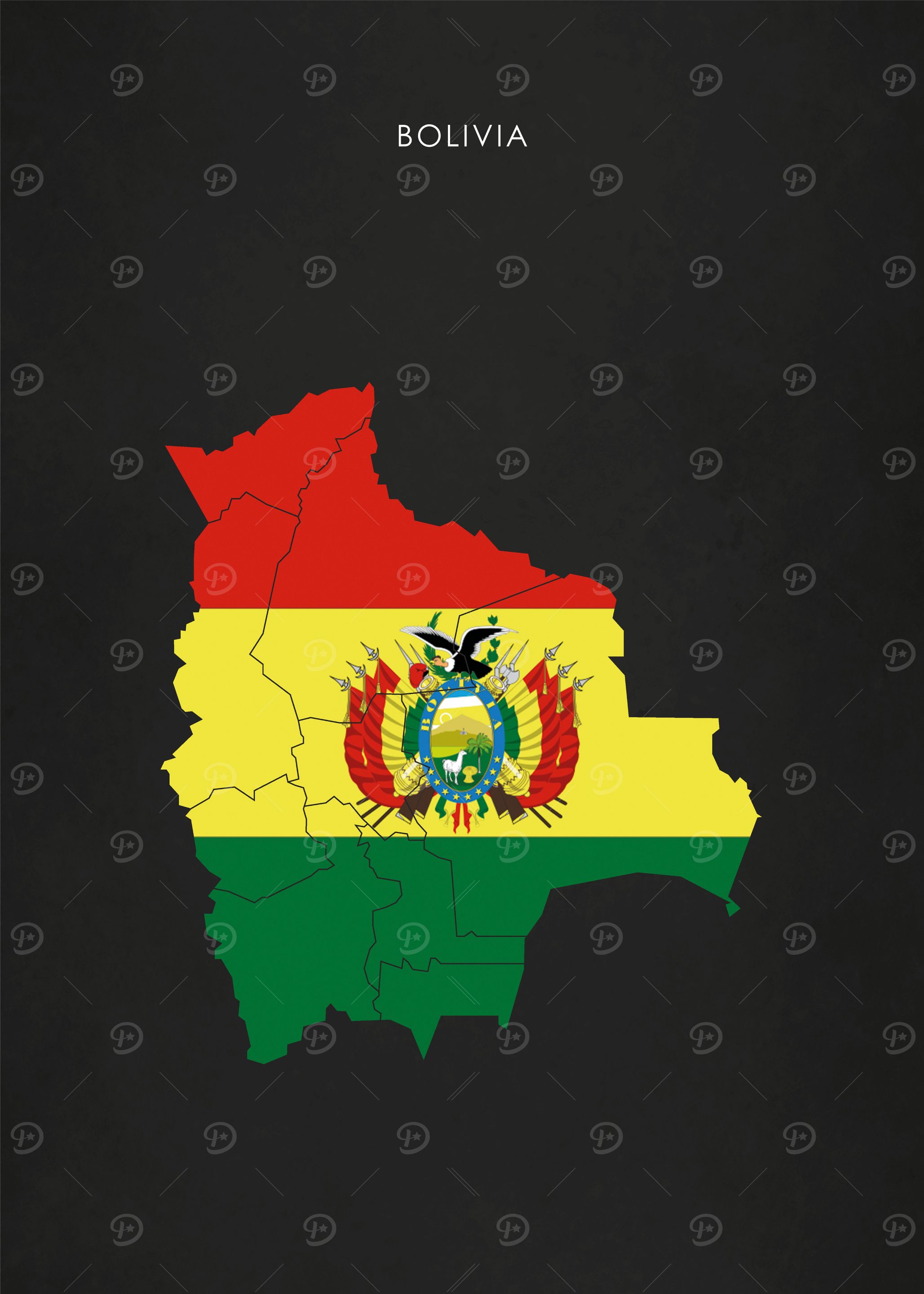 Bolivia Flag Map Poster