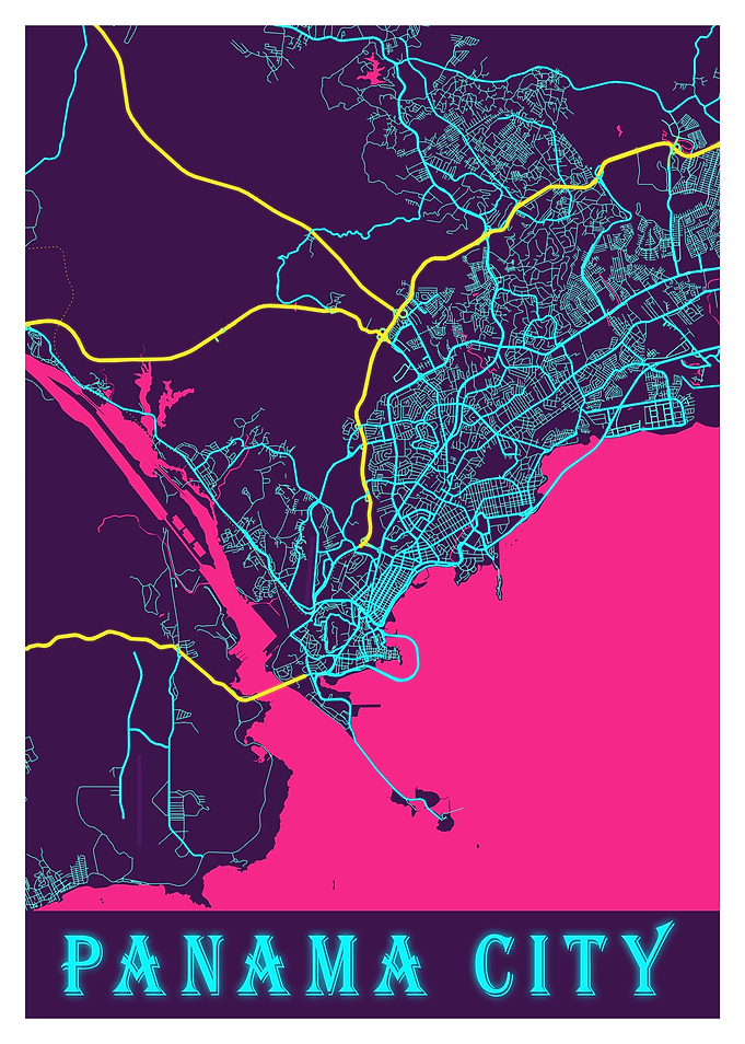 Panama City Neon City Map