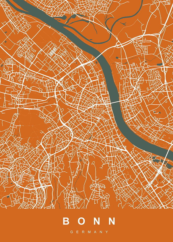 Bonn Map Germany Orange