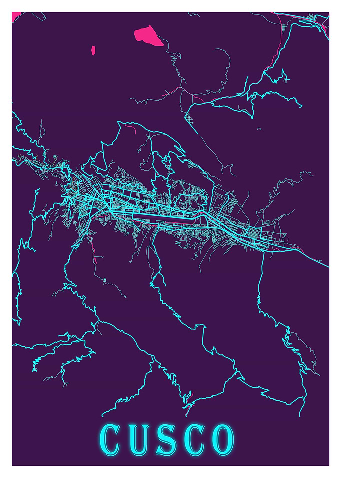 Cusco Neon City Map