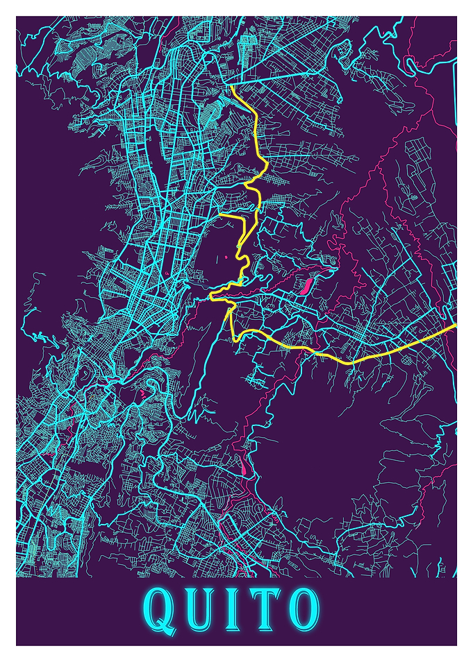Quito Neon City Map