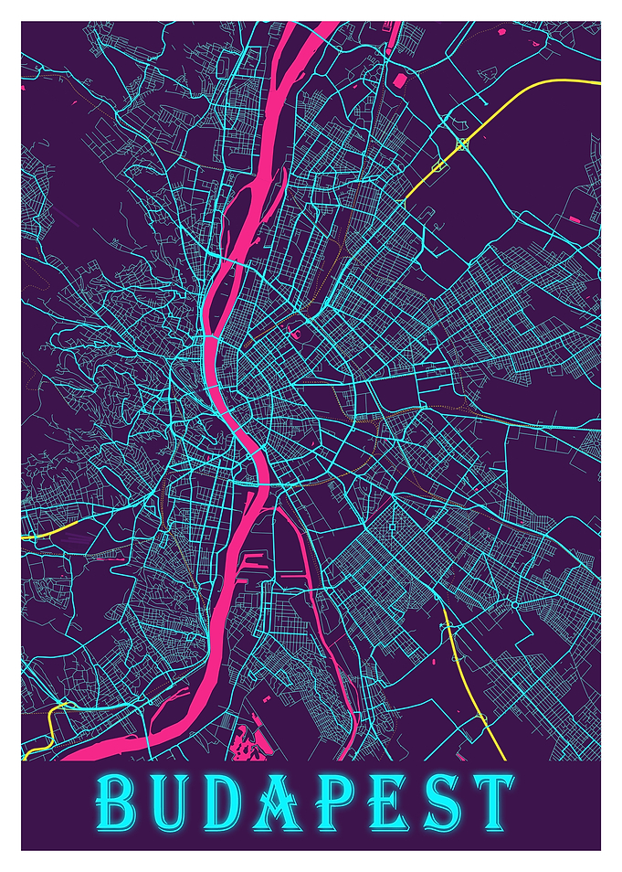 Budapest Neon City Map