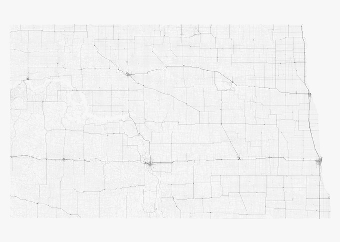 Roads of North Dakota Map