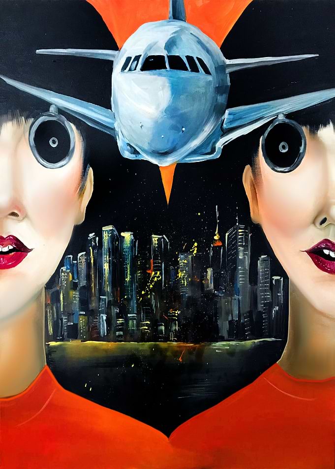 Airplane Girl Abstract