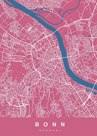 Bonn Map Germany Pink