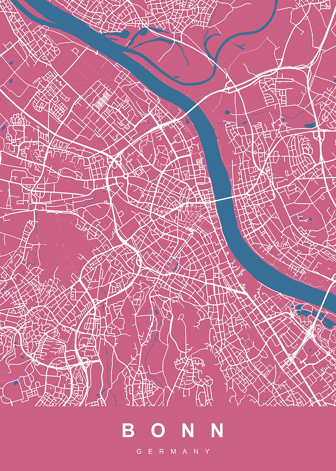 Bonn Map Germany Pink