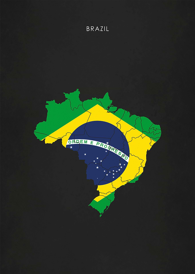 Brazil Flag Map Poster