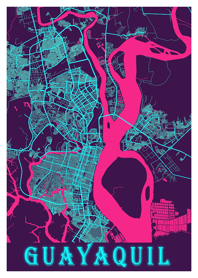 Guayaquil Neon City Map