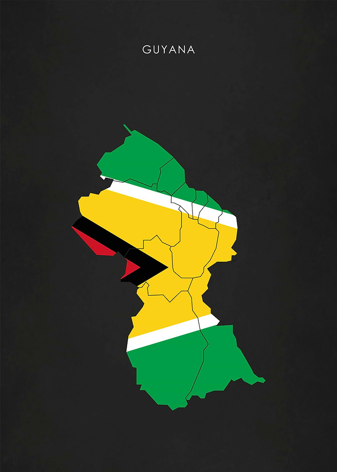 Guyana Flag Map Poster
