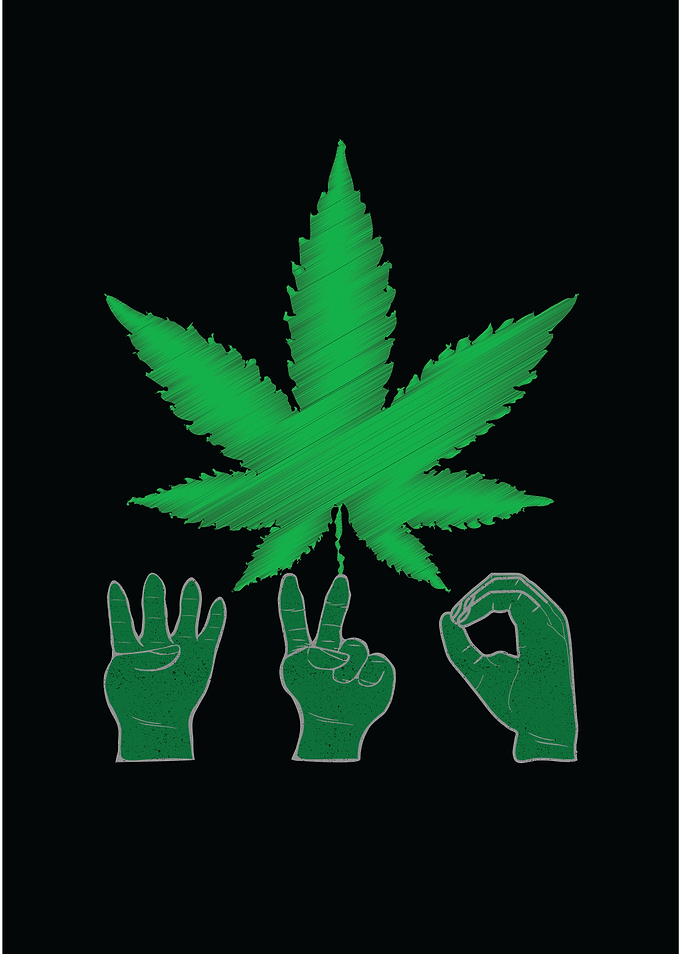 420 hands Tshirt Weed